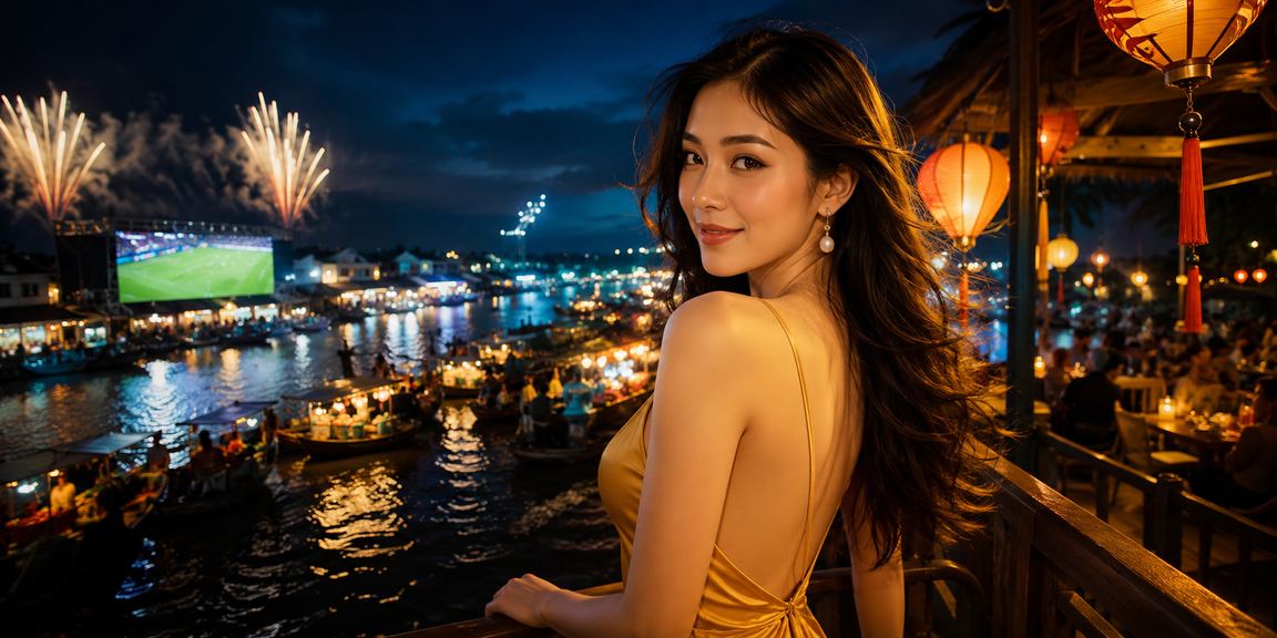 Cảnh đêm Hội An với ánh đèn lồng, liên tưởng đến trải nghiệm giải trí trực tuyến địa phương