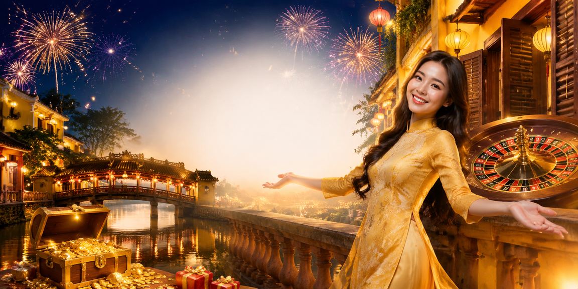 Không khí lễ hội Hội An kết hợp với bàn roulette live casino tại 80000